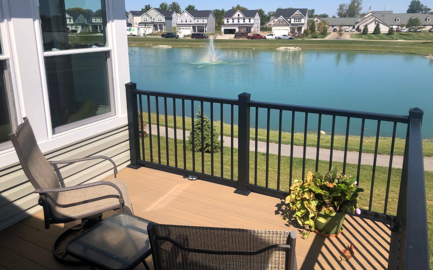 deck overlooking pond